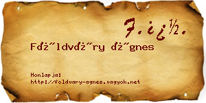 Földváry Ágnes névjegykártya